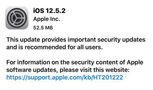 潮州苹果手机维修分享iOS12.5.2发布，建议所有老苹果用户安装 